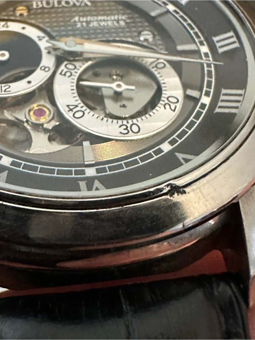 Bulova Sutton 96A135 Automatic 21 Jewel Open Heart Men’s Watch Box